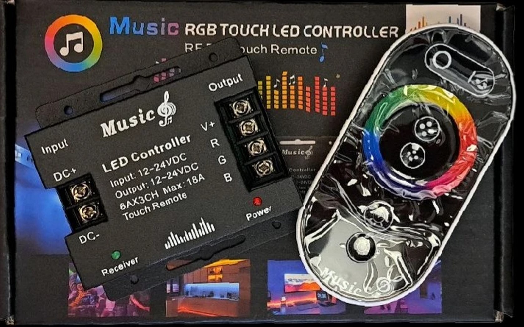 کنترلر RGB لمسی ریموت دار RF و موزیکال